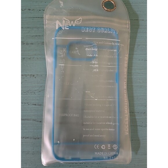 Protective Cover For Samsung Galaxy S6 Edge - Clear Blue Rim New Sealed - Picture 2 of 6